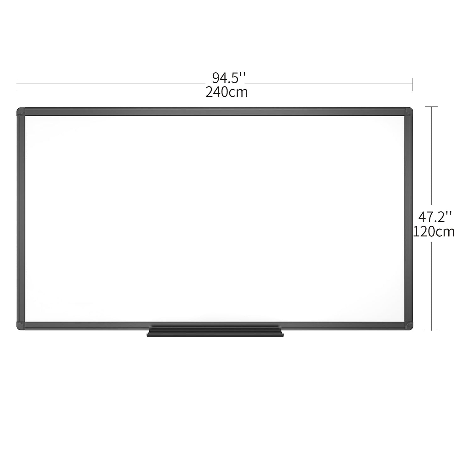 VIZ-PRO Magnetic Dry Erase White Board, 96 X 48 Inches, Black Aluminium Frame
