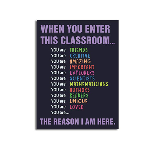 CHDITB Unframed Classroom Art Print Classroom Rules Colorful Learning Lettering Painting, Set of 1（12" x16 ） Inspirational Educational Supplies Canvas Poster for Classroom Kids Room School Decor