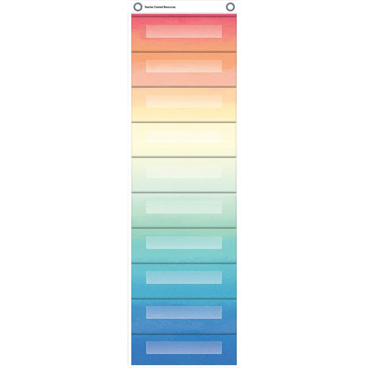 Teacher Watercolor 10 Pocket File Storage Pocket Chart (14'' x 58'')
