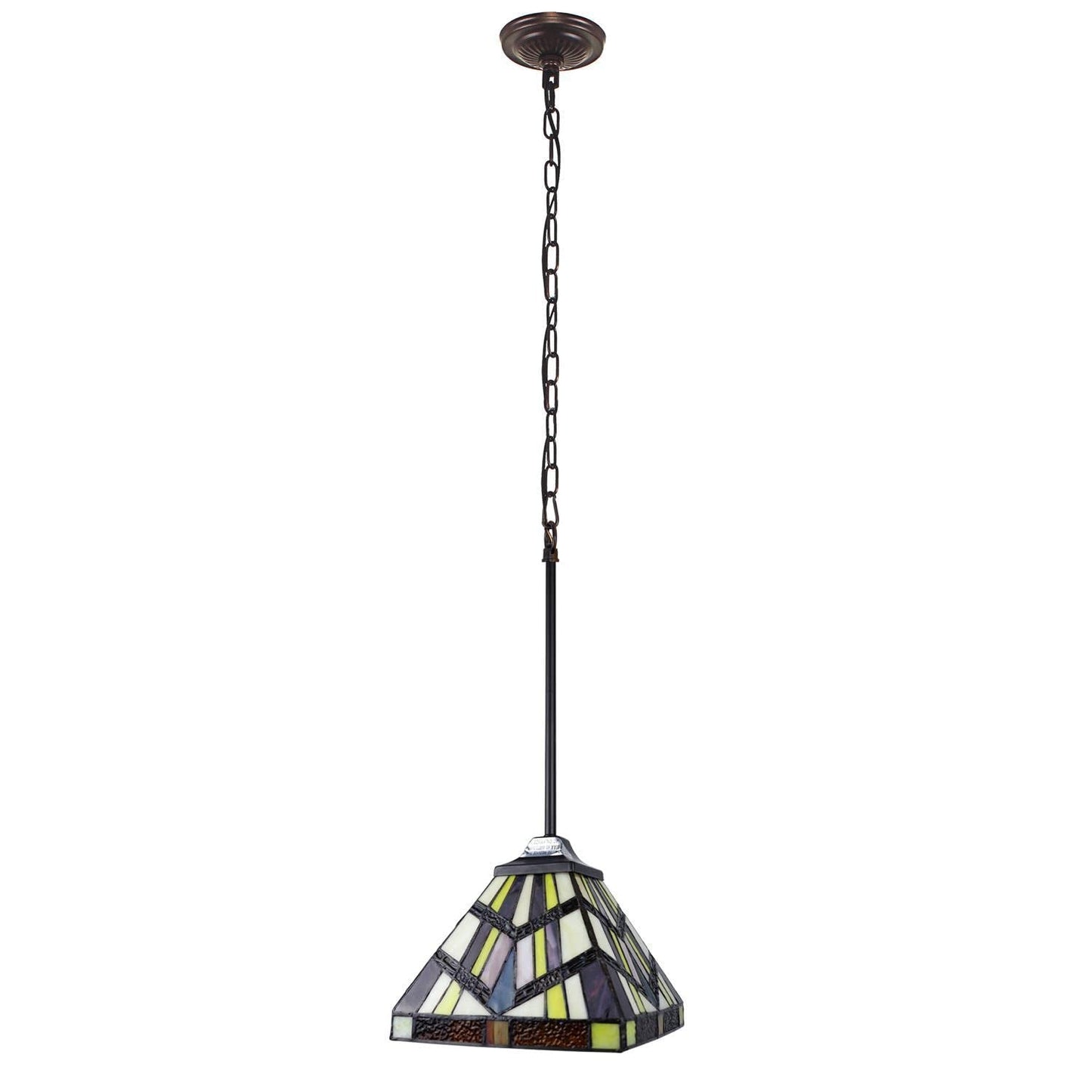 Chloe Lighting Mini-Pendant Light, Tiffany-Style, Blackish Bronze, Glass, 8in Wide, Multicolor, Model CH3T523BM08-DP1