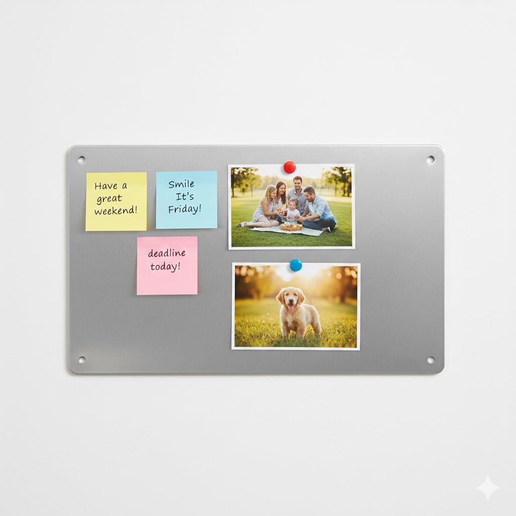 17.1" x 11.8" 2 Pack Alloy Steel Magnetic Board - Magnet Bulletin Board to Display Magnetic Letters Numbers Animal, Poetry, Spice Jars, Notes, Photos, Suitable for Wal (2)