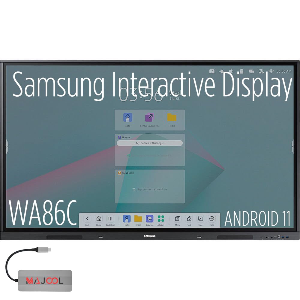 Samsung Interactive Display 2 WA86C 86 Inch Digital Android for Education and Business 4K UHD 3840x2160 with Touch Screen, Wi-Fi, HDMI, USB w/MAJ USB C Dock
