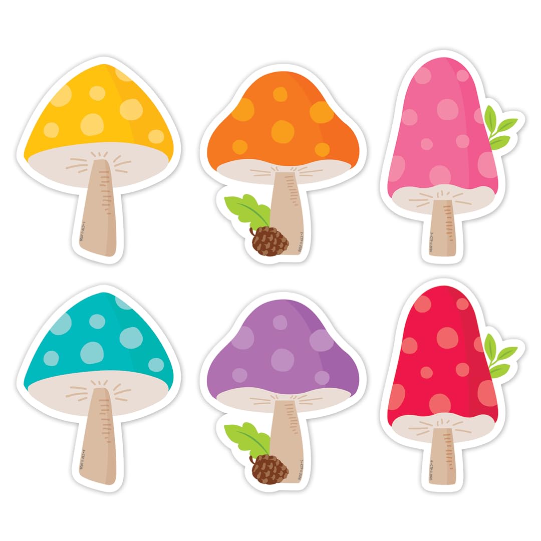 CTP Woodland Friends Mushrooms 3 Inch Designer Cut-Outs Classroom Accents (Creative Teaching Press 11162)