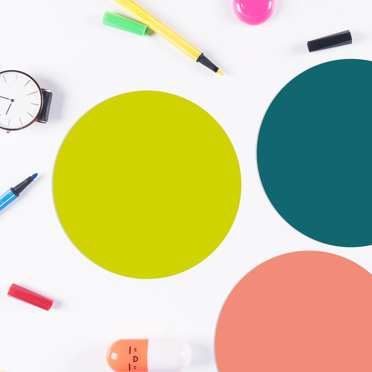 Lincia 24 Pack Colorful Dry Erase Dots Circles Spots for Classroom Table 10.5 Inch Removable Vinyl Desktop Stickers Spots Wall Decals for 100th Day of School Teacher Students Home (Retro Colors)
