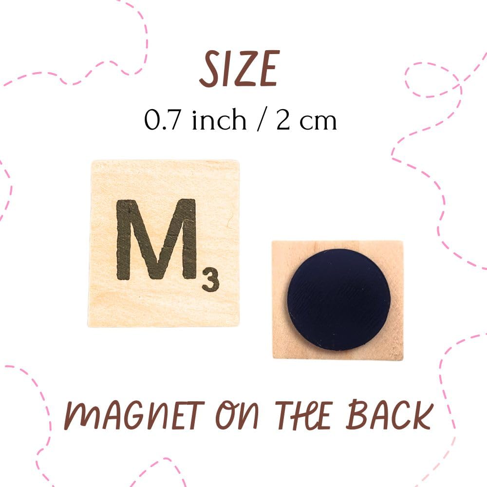 YJ PREMIUMS 200 PC Wood Magnetic Letter Tiles Magnets Big Large Square Wooden Alphabet Letters Tile Magnet Pieces for Fridge Refrigerator Wall Fun Learning Decorative Game Board (200)