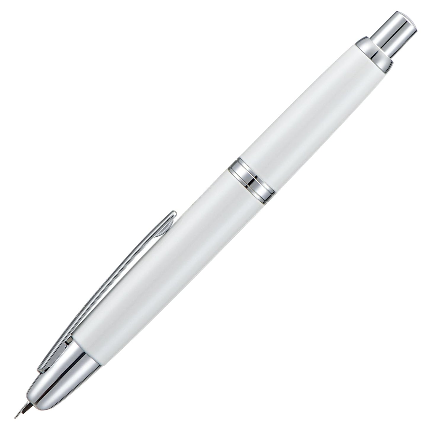 Jinhao 10 Press Fountain Pen with Box, Pearl White Retractable Extra Fine Nib with Ink Converter Set (Silver Clip)