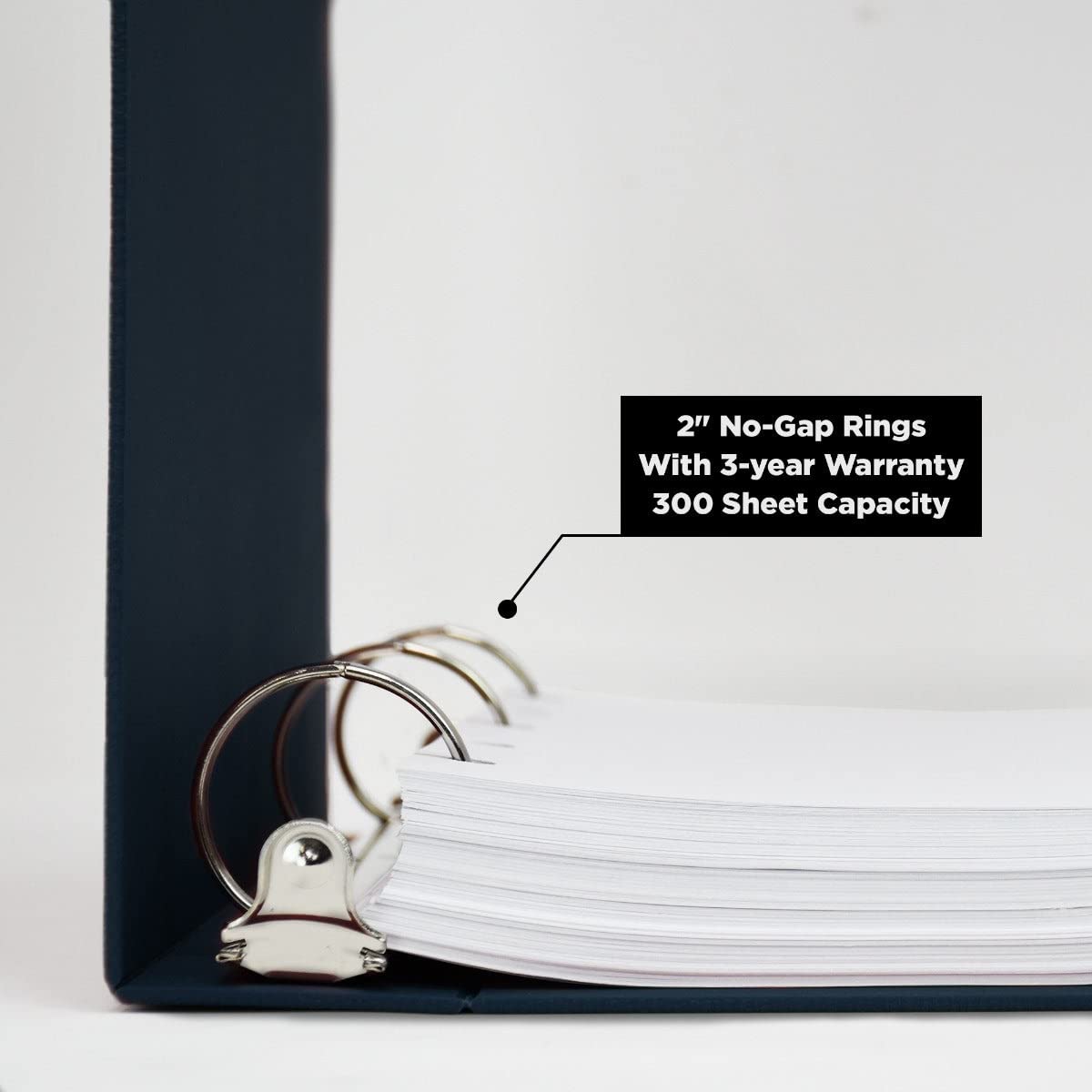 Carstens 2-Inch Heavy Duty 3-Ring Binder - Side Opening, Navy Blue, Durable Plastic, Precision No-Gap Rings, Waterproof Covers, No Pockets, Holds 300 US Letter Sheets, BPA-Free, Made in USA (2829-3R)