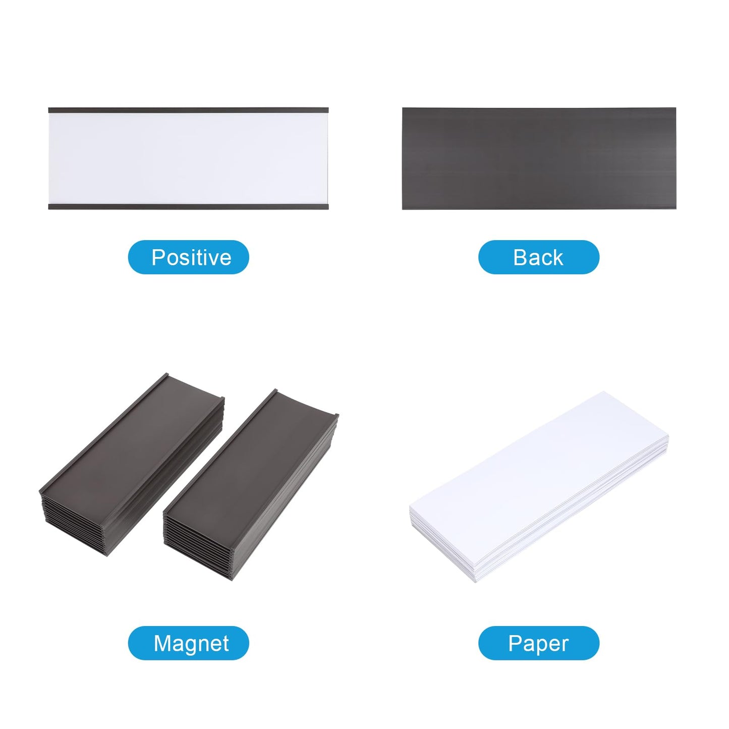 Eeoyu Magnetic Label Holders with Magnets Magnetic Data Card Holders with Clear Plastic Protectors for Metal Shelf, Whiteboard, Set of 50 (3 x 8 Inch)