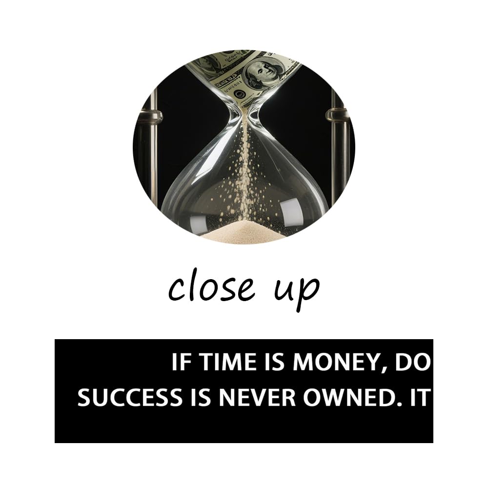 Time Is Money quote Inspirational Wall Art Cherish Motivational Wall Decor Hourglass Poster Canvas Painting Prints Wall Pictures for Home Office Gym Classroom Decor Framed Artwork [12''W x 18''H]