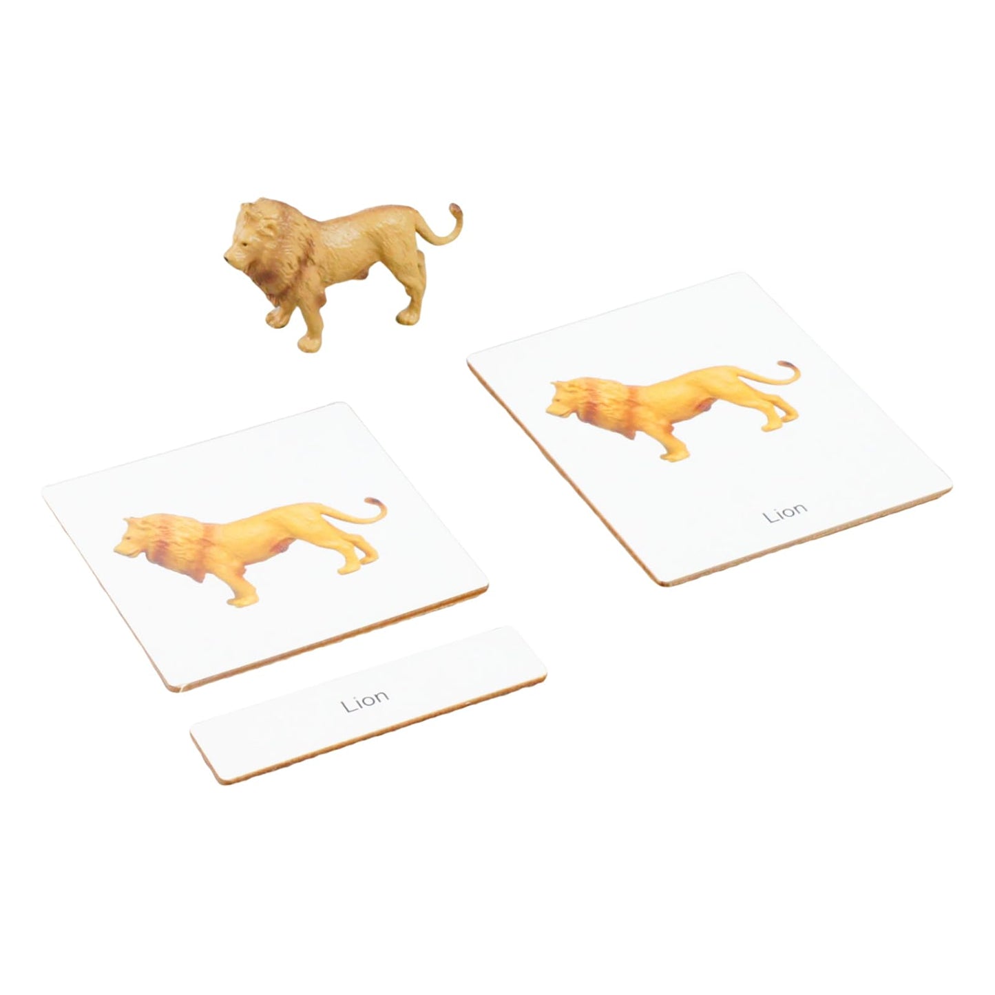 ancona African Animals, Spanish/English Bilingual, Montessori Preschool Memory Matching Game Box Set with Animal Figurines & 3-Part Cards, Early Education Toy
