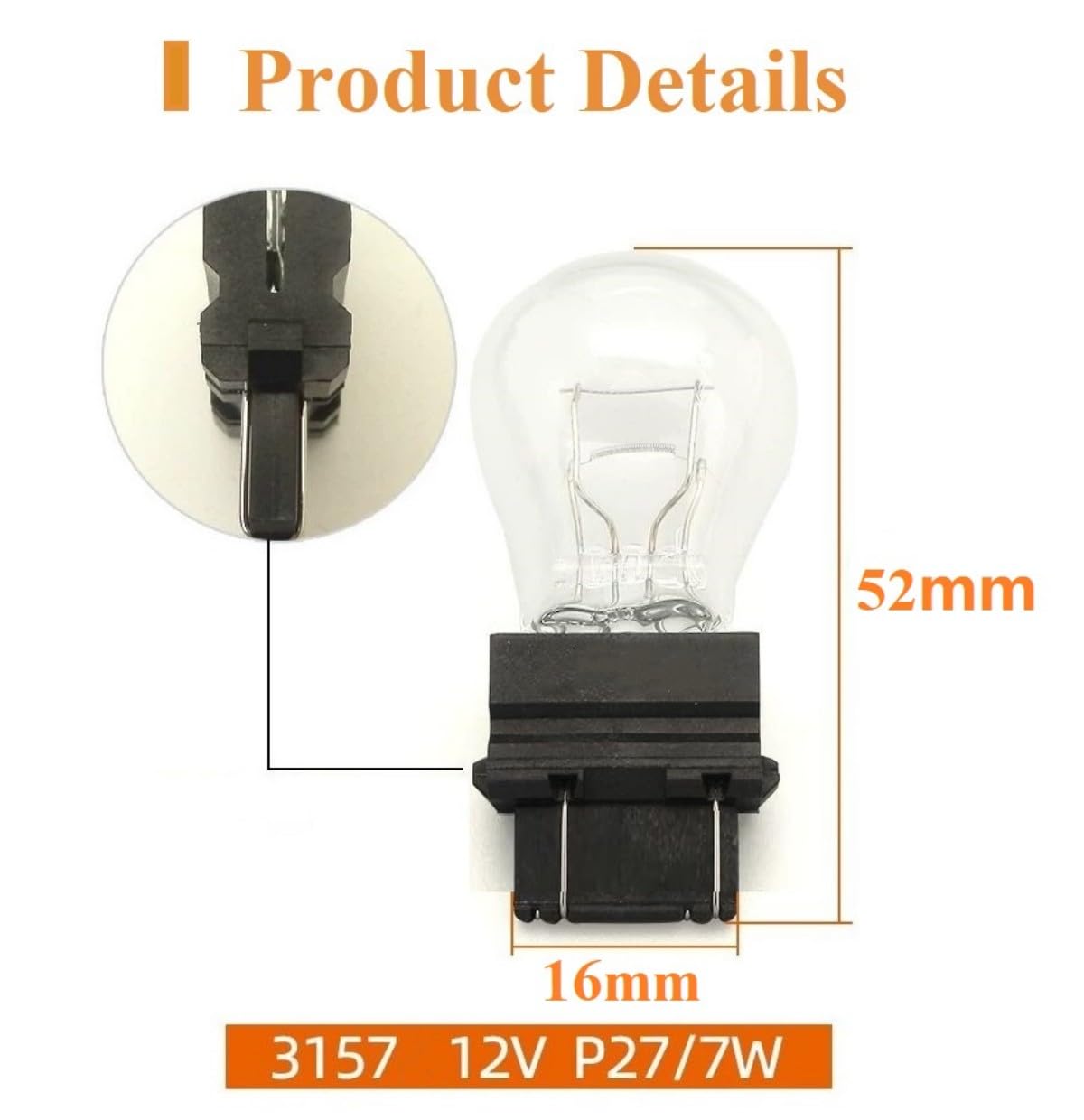 Piumeif 3157/3457 Tail/Brake Light Bulbs, 12V 27/7W, Yellow Light, Pack of 2