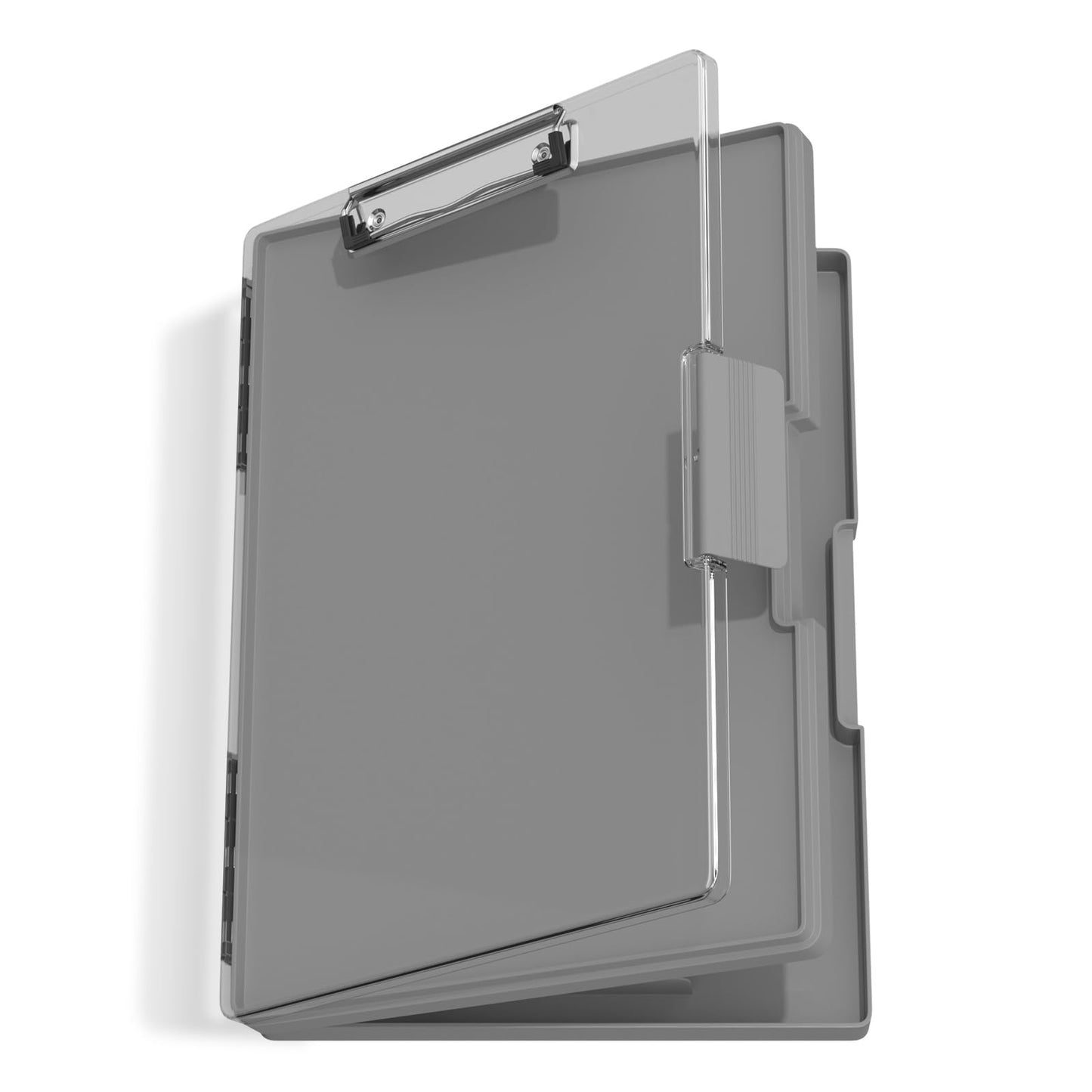 Hongri Clipboard with Storage, Grey 8.5 x 11 Folder Nursing Side Opening, Heavy Duty with Dual Compartment, Dry Erase Clear Cover, Smooth Writing for Teachers, Classroom, Office & School Supplies