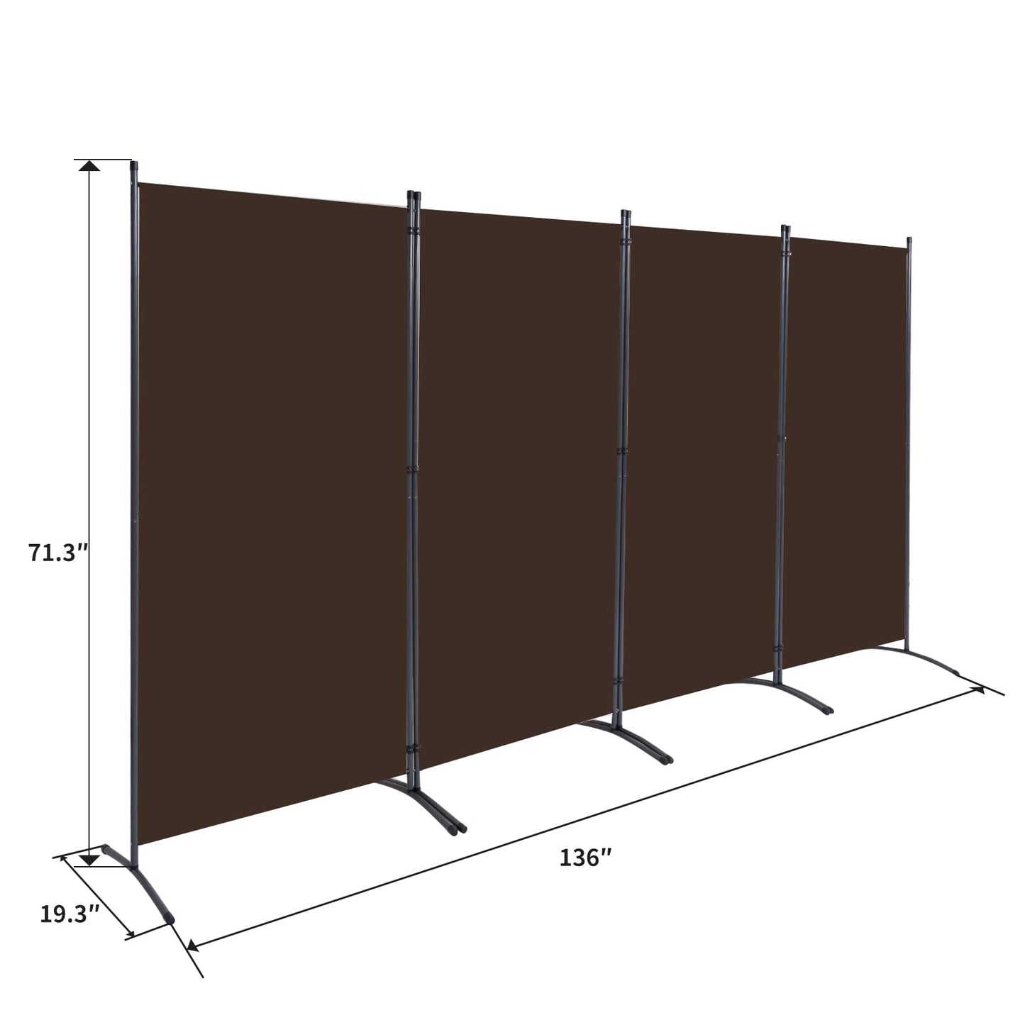 YASRKML Room Divider Folding Privacy Screens, Portable Room Divider Panel 4 Panel Partition Room Dividers Screen, Freestanding Room Partitions and Dividers Fabric Dividers for Room Separation, Brown