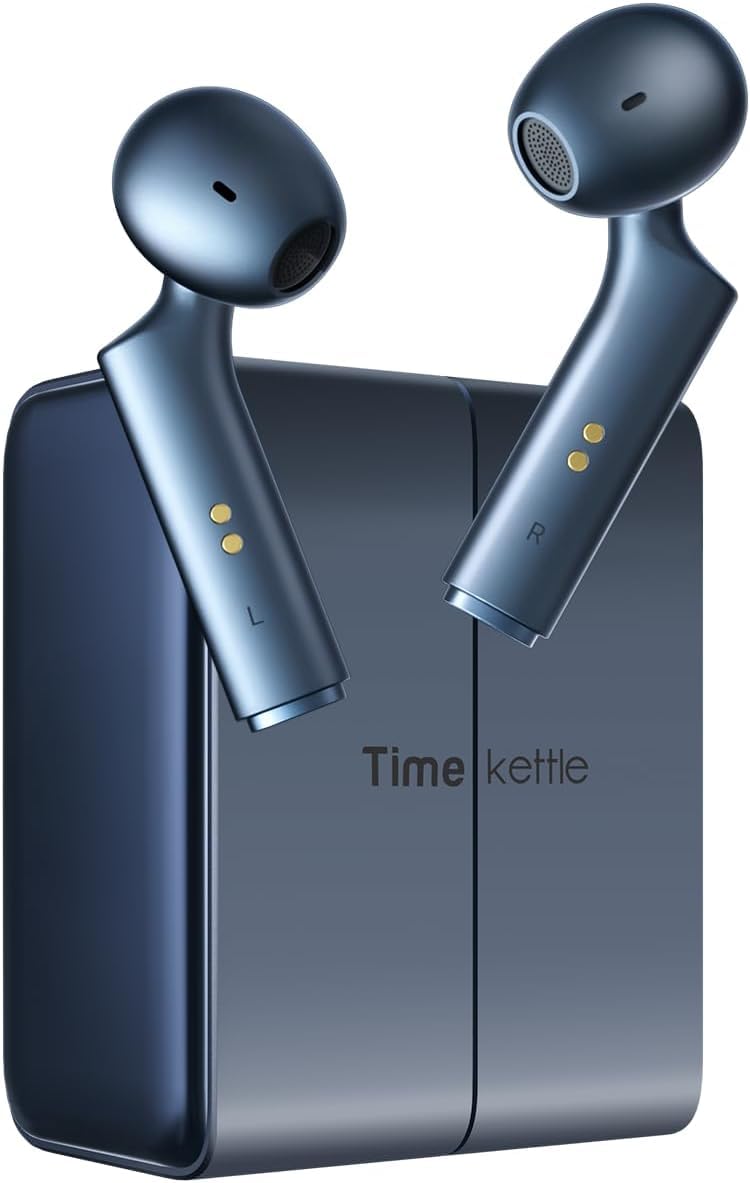 Timekettle W4 Translation Earbuds,Bone-Voiceprint Sensor for Clear Voice in Noise, AI Translator Correction,Protected Privacy with GDPR,Bluetooth,iOS/Android APP for Business & Relationships Blue
