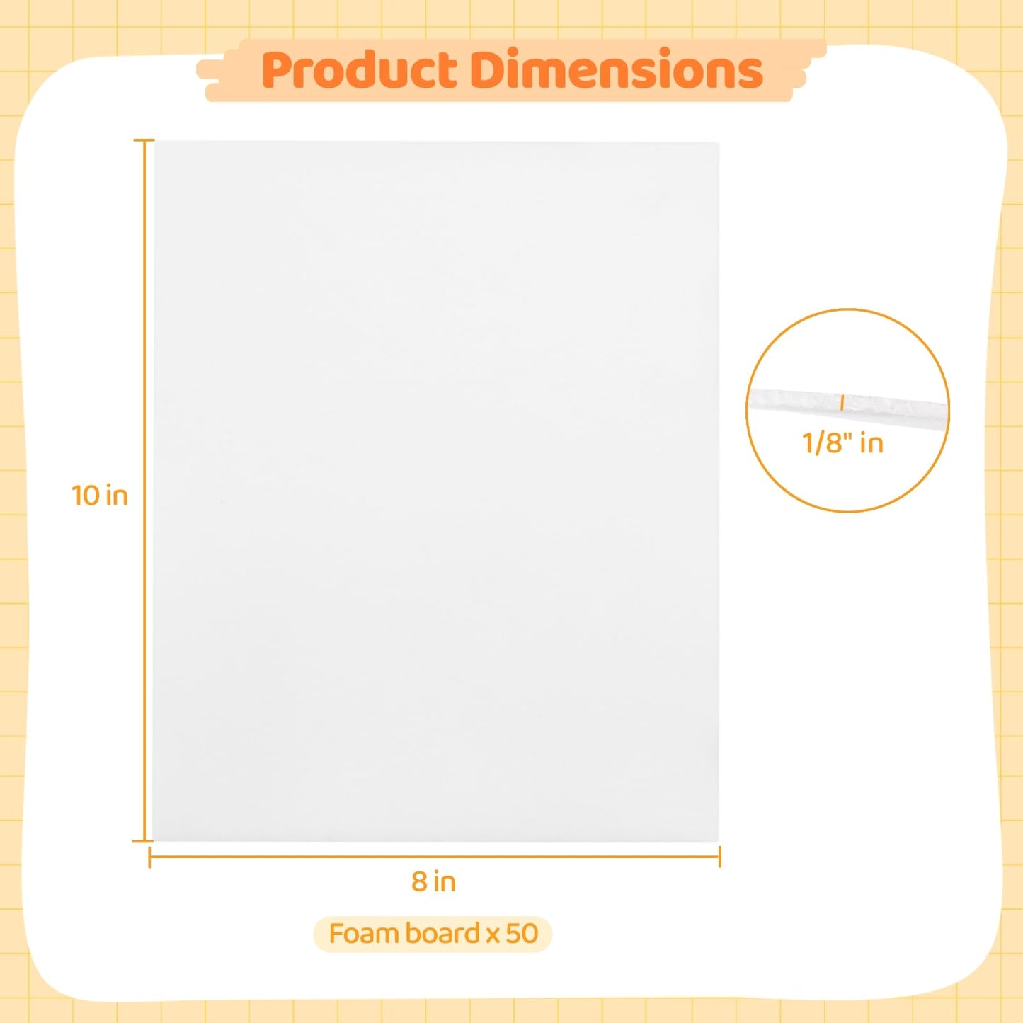 50 PCS Foam Boards, 8 x 10 Inches Foam Core Backing Board, 1/8 Inches Thickness Foam Boards for Projects Presentation Board for School Crafts Office Art Projects