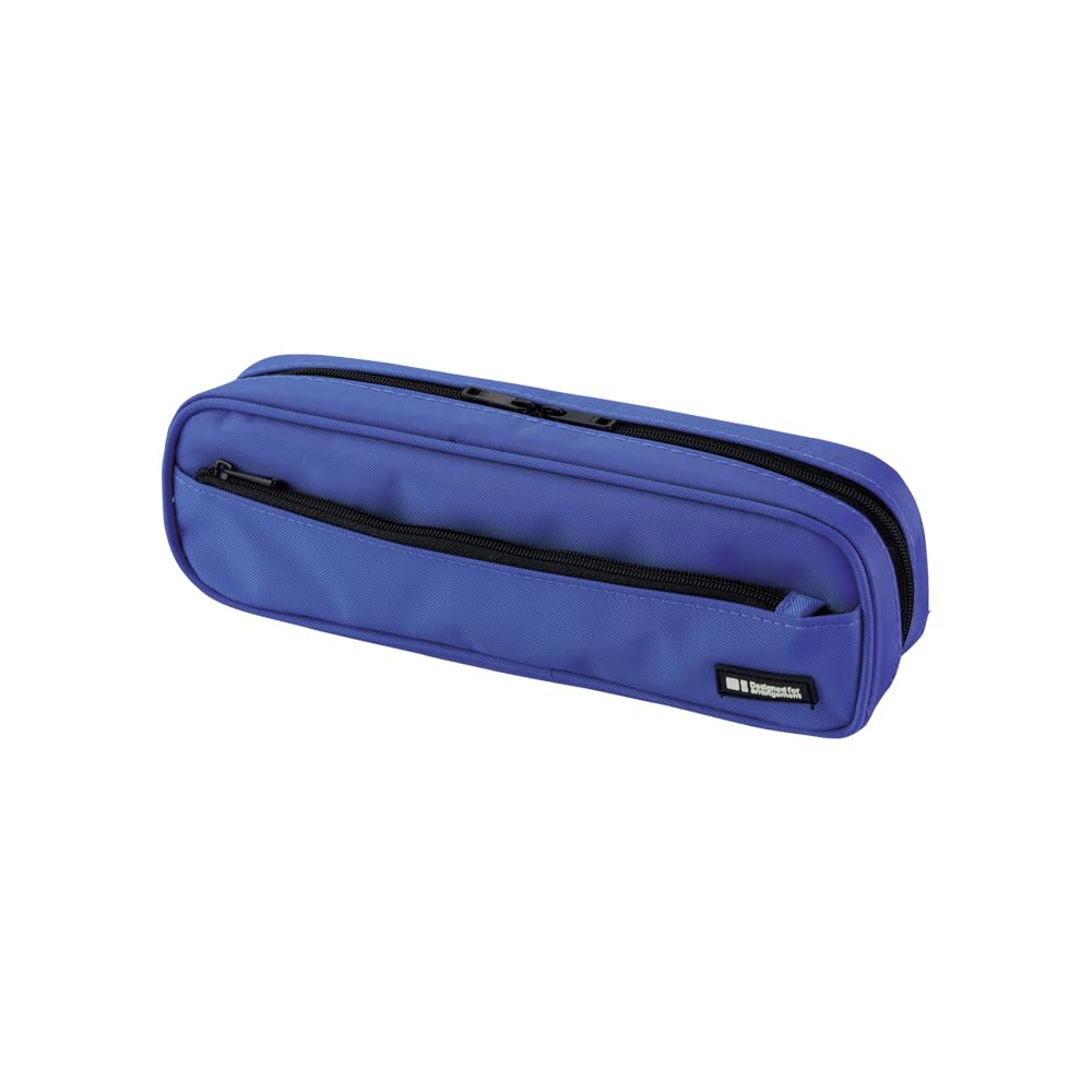LIHIT LAB Large Capacity Zipper Long Pencil Case For School Office College, Big Capacity Pencil Bag Holder Adults Teen Boys Girls, Travel Cosmetics Storage, Blue (A7552-108)