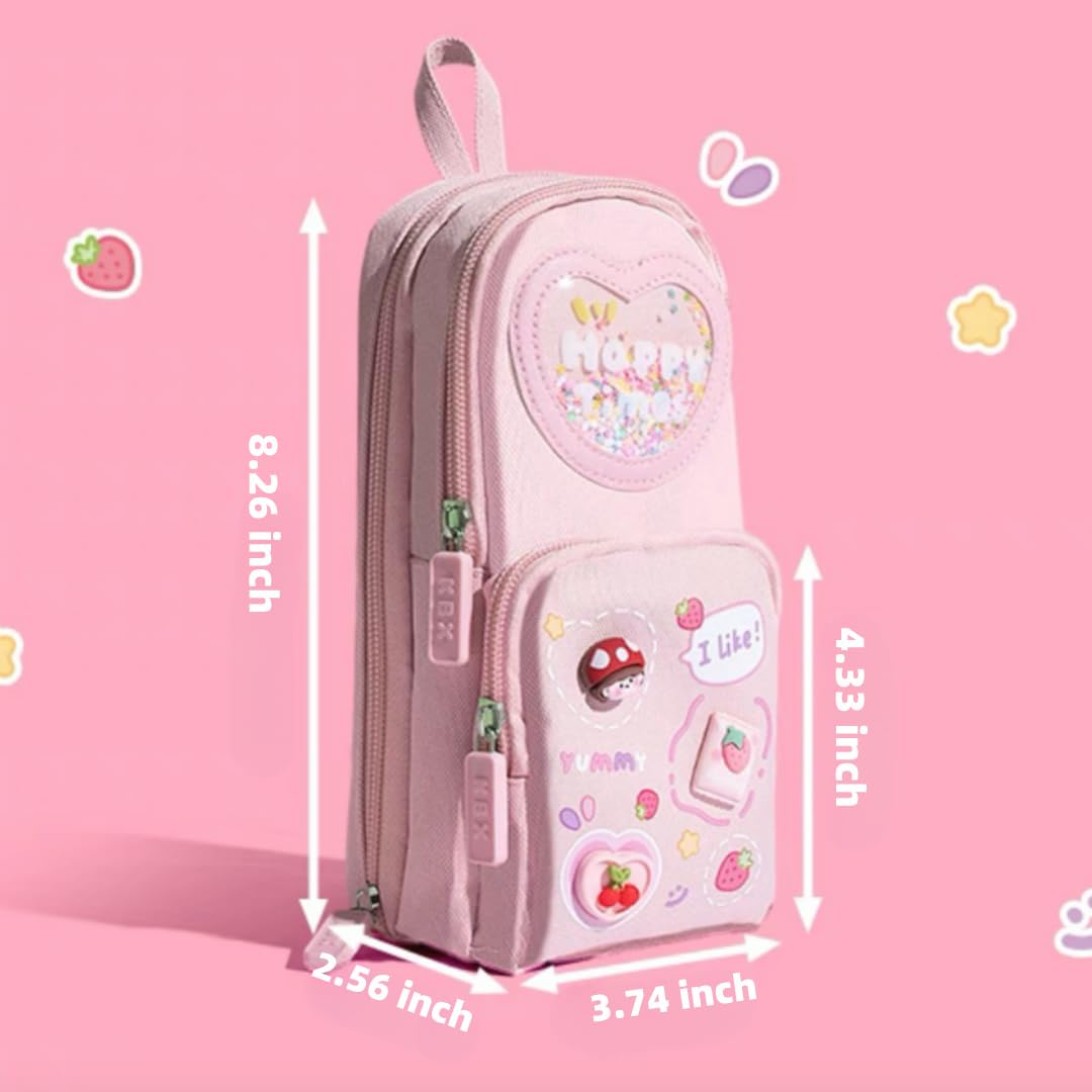 Fiaoudm Large Capacity Kawaii Pink Pencil Case & Pencil Pouch – Cute 3-Compartment Stationery Organizer for School Supplies, Office, and Travel | Ideal Gift for Girls and Art Lovers