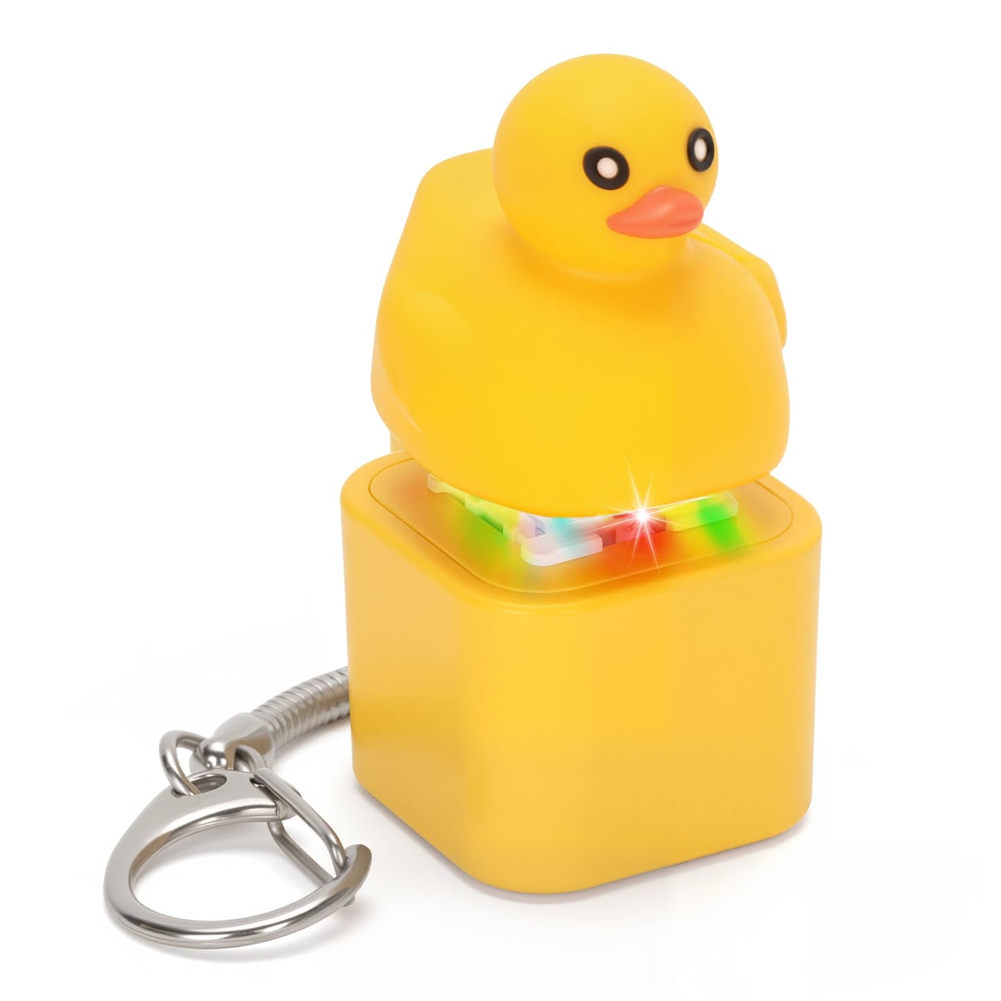 Netholid Quacking Duck Croaking Frog Meowing Cat Keyboard Fidget Toys for Adults Clicker Keychain with Sound LED Light and Charging Port for Autism Stress Relief Anxiety (Duck, 1)