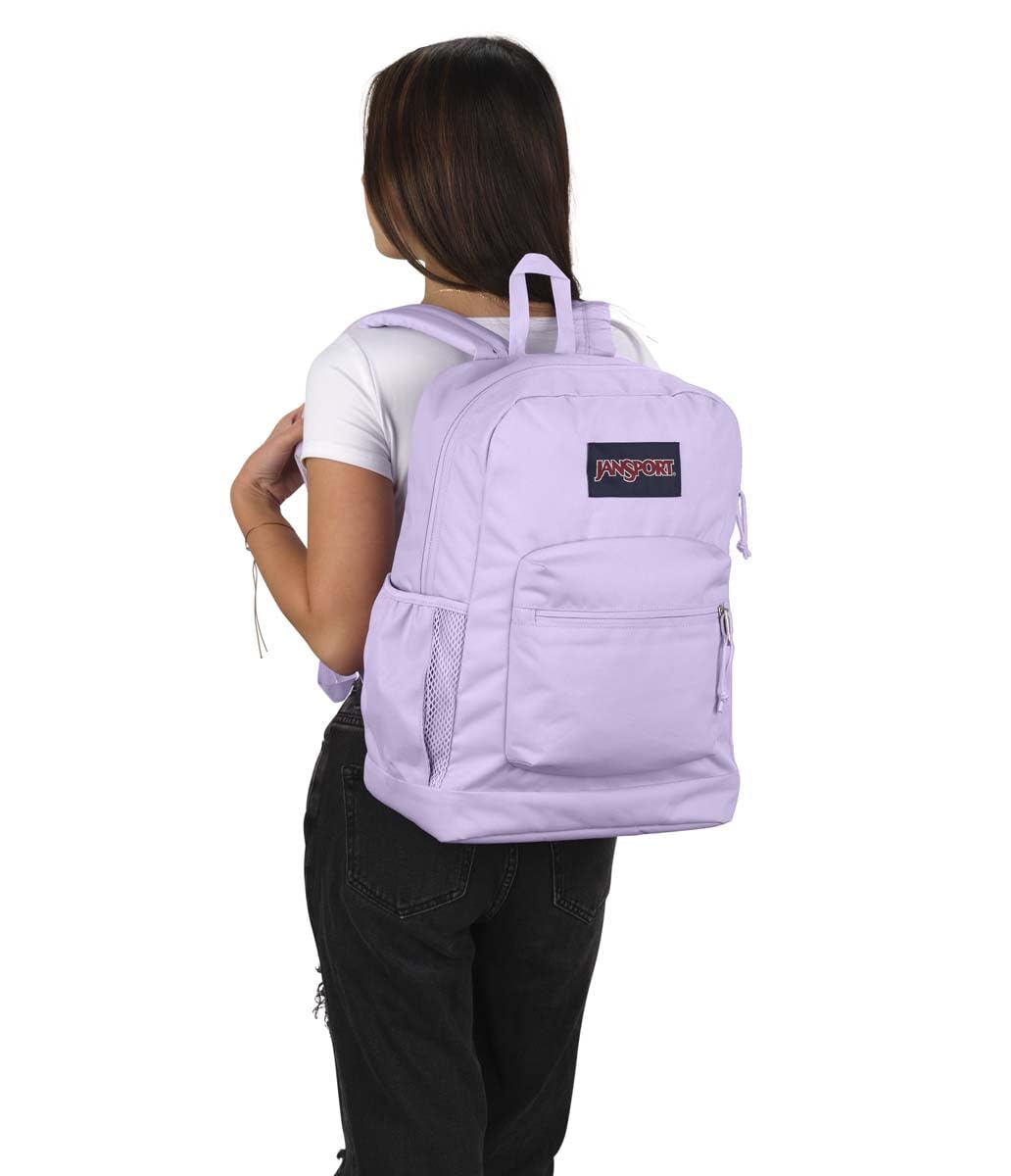 JanSport Cross Town Plus Backpack - Large Main Compartment, Side Water Bottle Pocket, 15-Inch Padded Laptop Sleeve - Pastel Lilac