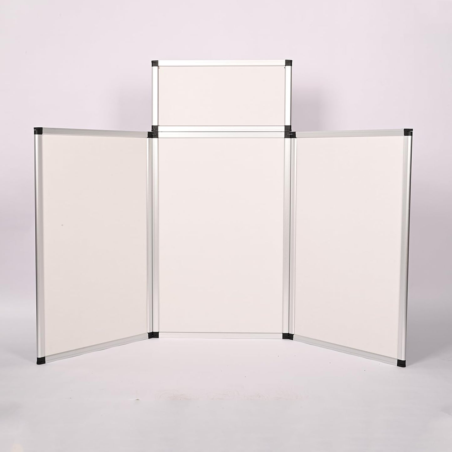 ISXACFF 3+1 Panel Trade Show Presentation Board 70.8“ x 35.4” Black Trifold Poster Board Folding Exhibition Display Boards Double Sided Tabletop Display with Storage Bag Hook & Loop-Receptive Fabric