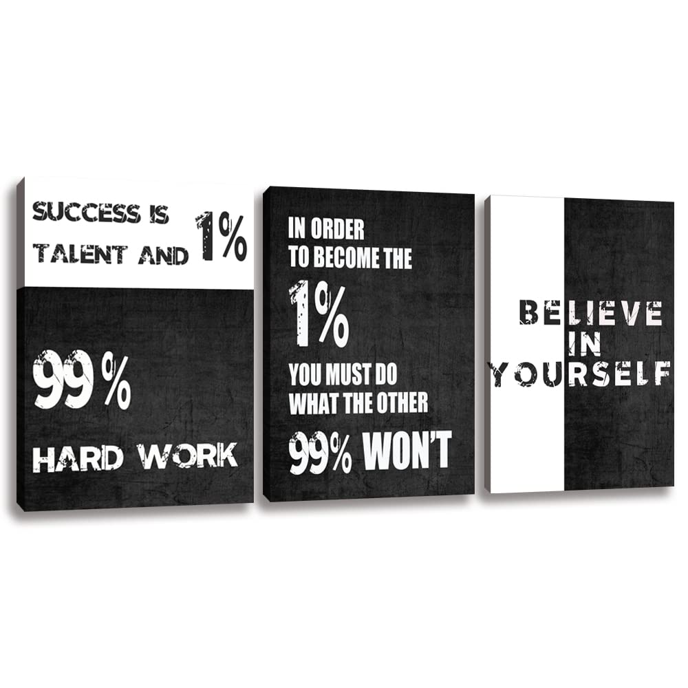 Motivational Canvas Wall Art Entrepreneur Office Wall Decor Inspirational Poster Print Modern Black Wall Painting Picture for Workplace Living Room Bedroom, Ready to Hang 12inch x16inch x3pieces