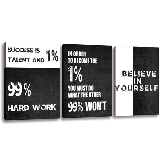 Motivational Canvas Wall Art Entrepreneur Office Wall Decor Inspirational Poster Print Modern Black Wall Painting Picture for Workplace Living Room Bedroom, Ready to Hang 12inch x16inch x3pieces