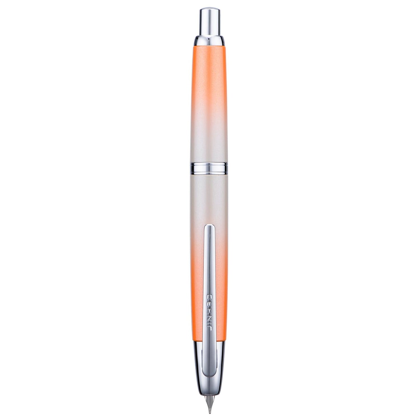 Jinhao 10 Press Fountain Pen with Box, Gradient Light Orange Retractable Extra Fine Nib with Ink Converter Set (Silver Clip)