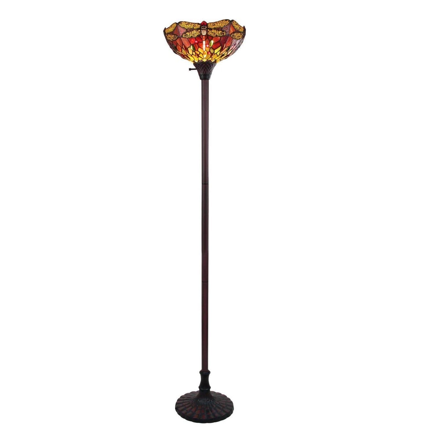 Chloe Lighting Empress Dragonfly Torchiere Lamp 14in Wide Dark Bronze Multicolor Glass, Model CH3T471RD14-TF1