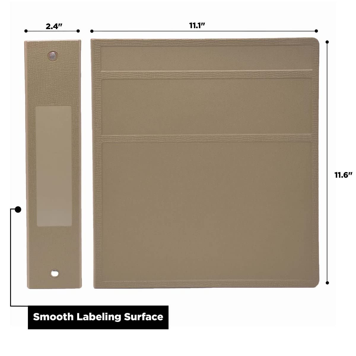 Carstens 2-Inch Heavy Duty 3-Ring Binder - Side Opening, Sand, Durable Plastic, Precision No-Gap Rings, Waterproof Covers, No Pockets, Holds 300 Letter-Sized Sheets, BPA-Free, Made in USA (5825-3R)