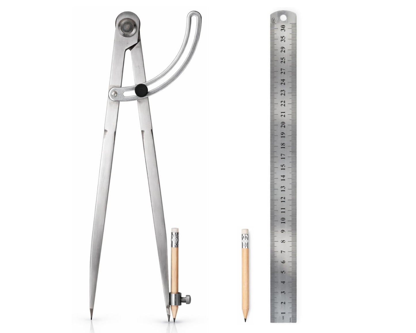 DS. DISTINCTIVE STYLE 12-Inch Large Drawing Compass, Metal Drafting Compass with Pencil Holder, Geometry Tool for Carpentry & Technical Drawing
