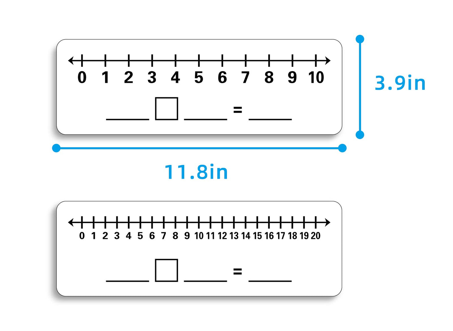 2 Pcs Dry Erase Number Line Board, Double Sided Number Line for Students, Homeschool, Teacher Supplies, Classroom, Math Game for Math Center，High Quality Durable 12 x 4 Inch 0-10, 0-20
