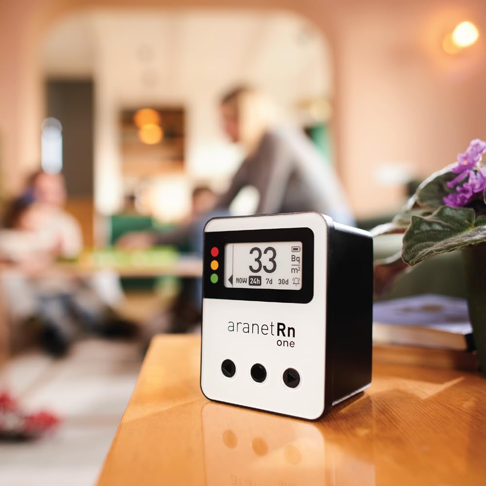 Aranet Radon One – Fast Home Radon Gas Detector with 10-Minute Response, E-Ink Display, Battery Powered, Portable Real-Time Radon Monitor for Basements & Indoor Air Monitoring (White)