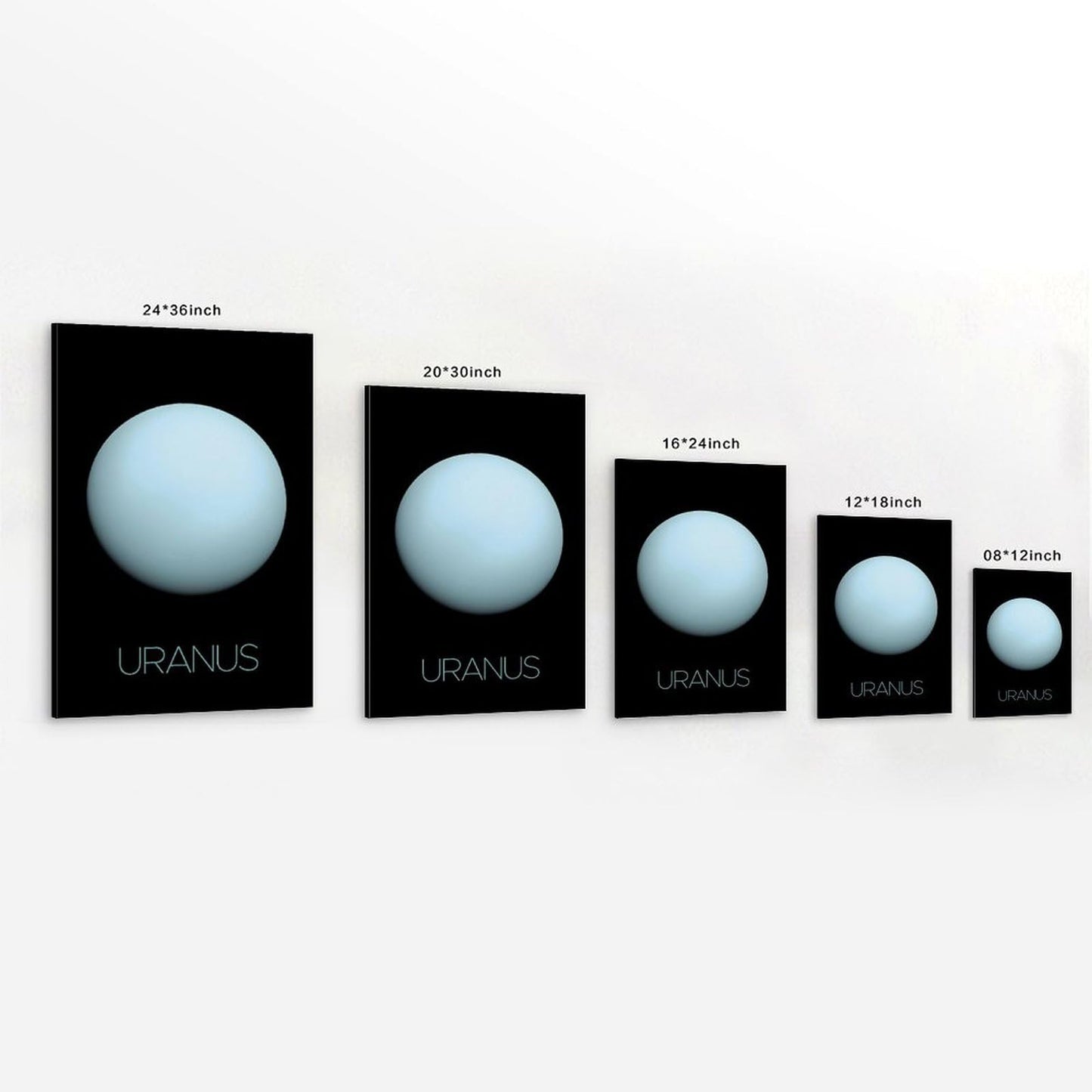 Solar System Planets Canvas Wall Art - Uranus Planet Space Poster for Kids Room Bedroom Classroom, STEM Educational Astronomy Decor, Science Gift for Boys Girls, 16x24 Inch Framed