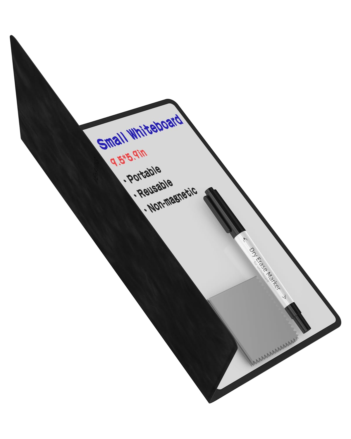 Mehaving Portable Small White Board Dry Erase Board, Reusable 9.5 * 6.6in Notebook Memo, Office Home Supplies Desk Accessories MH760 (Black)