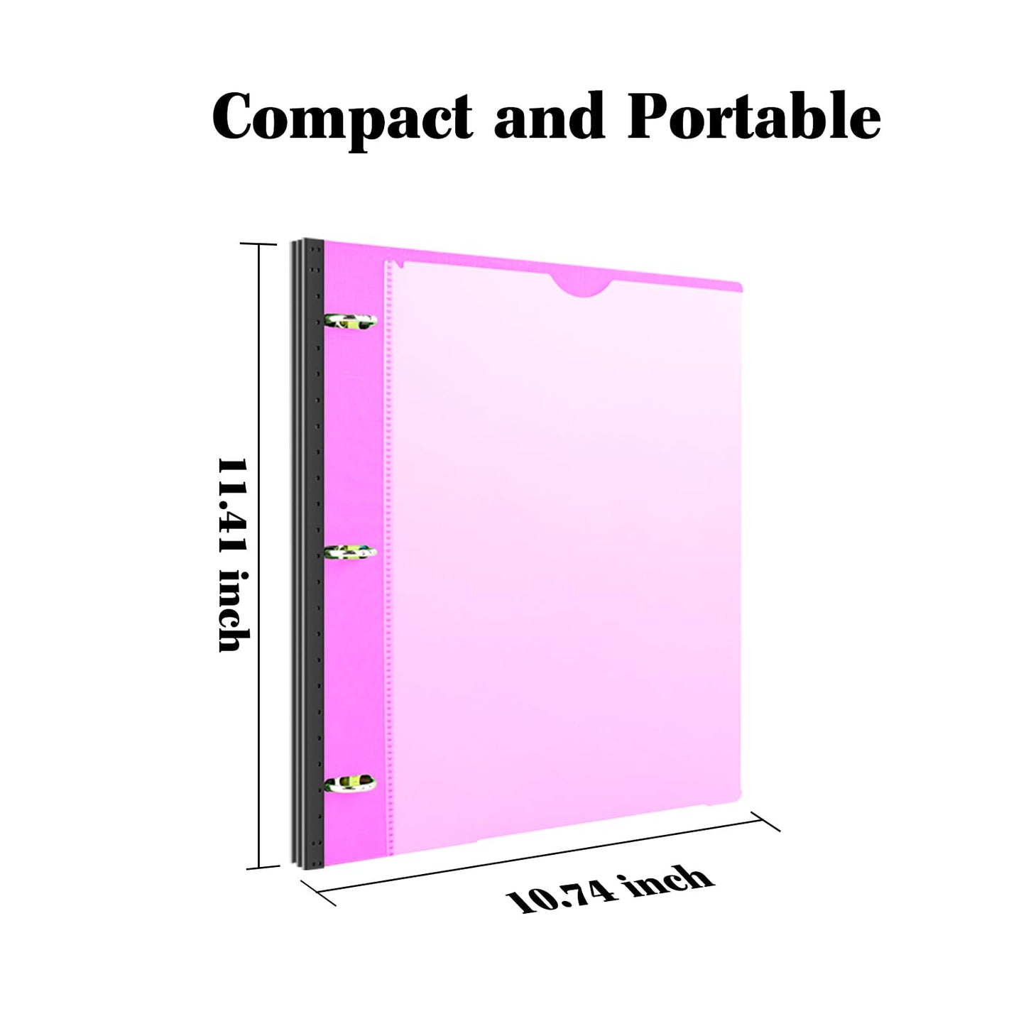 INFUN 1 Inch Telescoping 3 Ring Binder - 1PCS,Flexible Round Binder with Customizable Front Cover and Clear Catalog Pocket, 1 Inch Rings, 225 Sheet Capacity-Pink