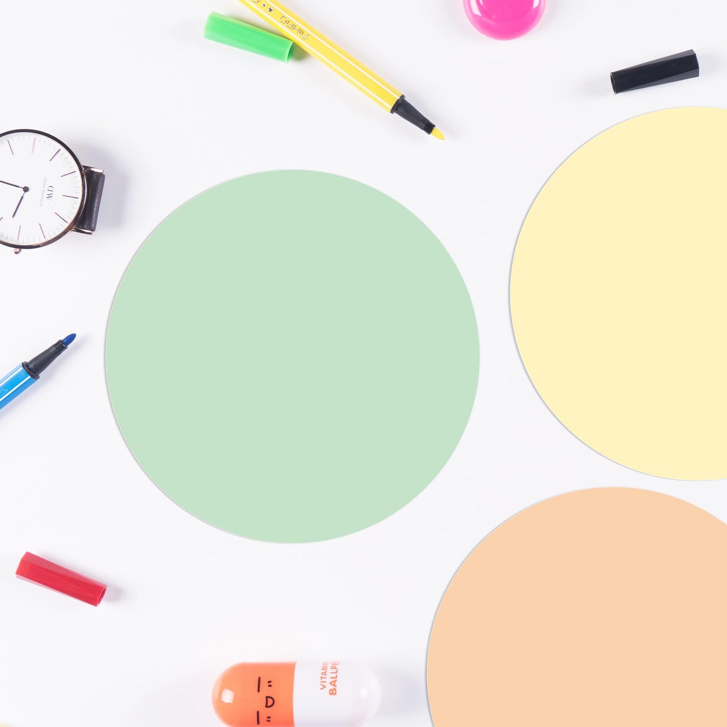 Lincia 36 Pack Colorful Dry Erase Dots Circles Spots for Classroom Table 10.5 Inch Removable Vinyl Desktop Stickers Spots Wall Decals for 100th Day of School Teacher Students Home (Multicolor)