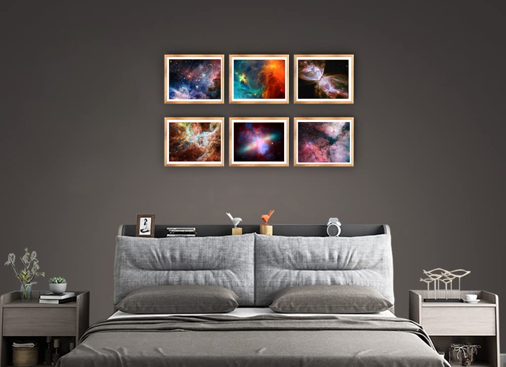 Universe Starry Sky Wall Art Outer Space Fantastic Nebula Galaxy Painting Pictures,for Bedroom, Living Room, Bathroom Decor,Posters for Kids, Boys or Girls Room Set of 6 (8x10") Unframed