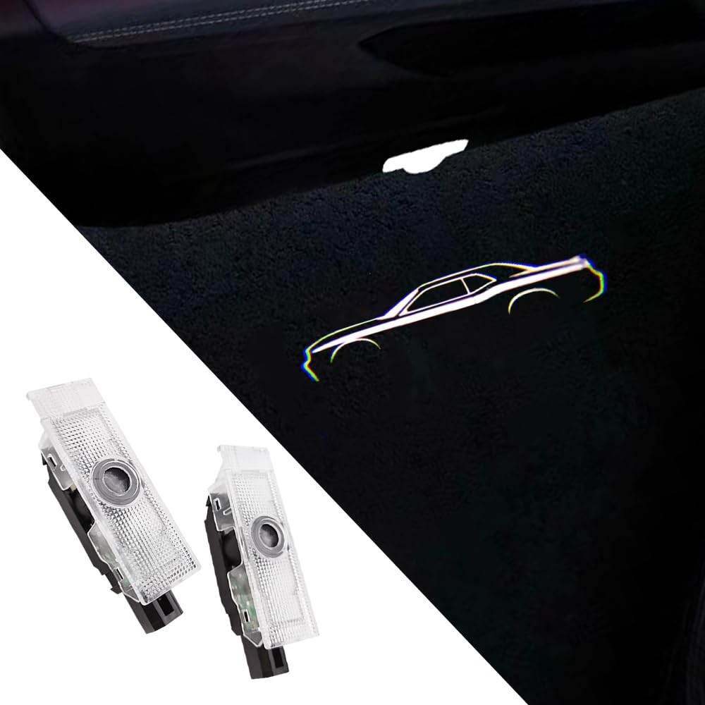 BuJinZeTui 2PCS Door Lights Logo for Challenger 2015-Present, LED Ghost Shadow Projection Light, Color 03, Plastic
