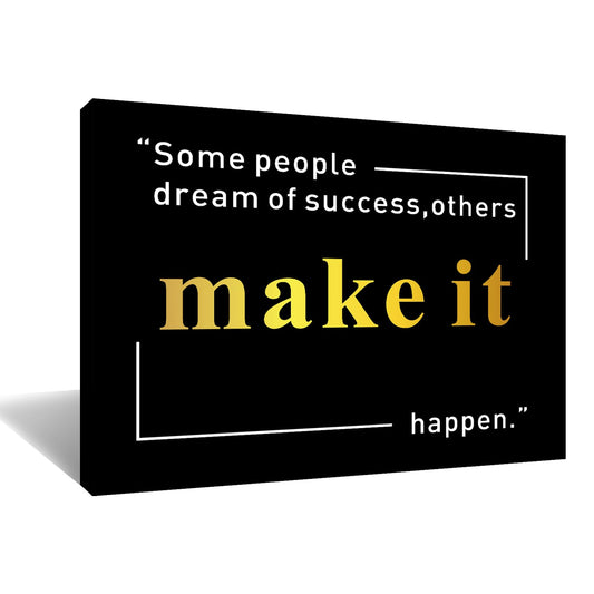 Motivational Wall Art Make It Happen Inspirational Quotes Canvas Print Positive Affirmation Office Decor Poster Painting Artwork for Modern Home Bedroom Living Room Gym Ready To Hang [12''Wx 18''H]