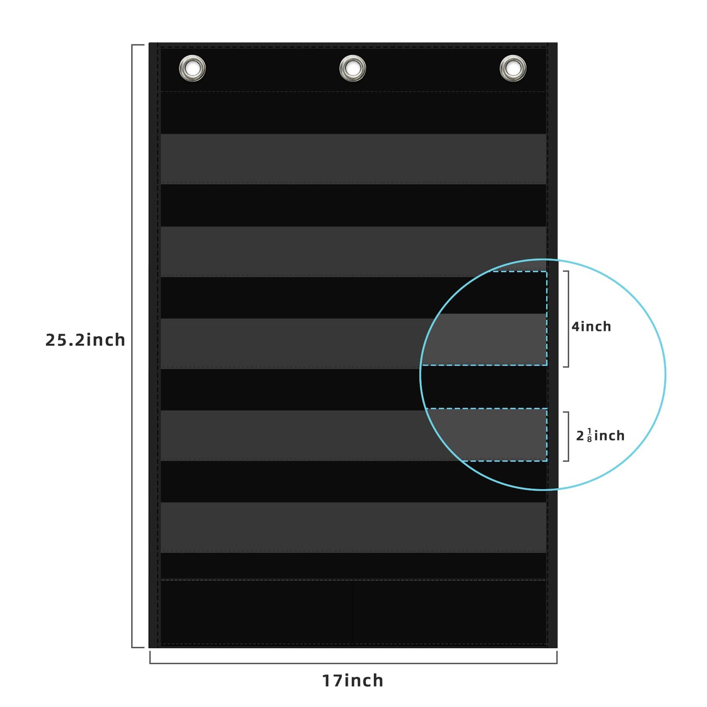 ANCOMEDO 5+1 Pockets Standard Pocket Chart, Clear 5 Pockets Words Chart with Extra Storage Pocket for School Home Office Use,Standard Size:25.2” x 17” Letter Cards, Word Wall and Sentence Strips.