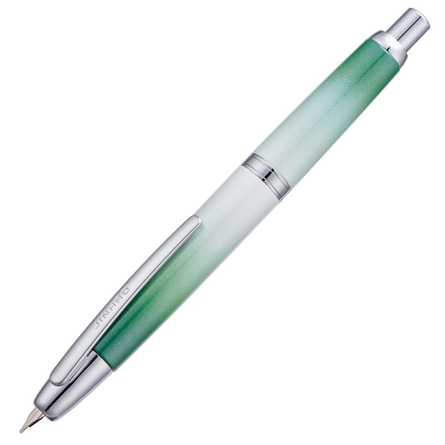 Jinhao 10 Press Fountain Pen with Box, Gradient Grass Green Retractable Extra Fine Nib with Ink Converter Set (Silver Clip)