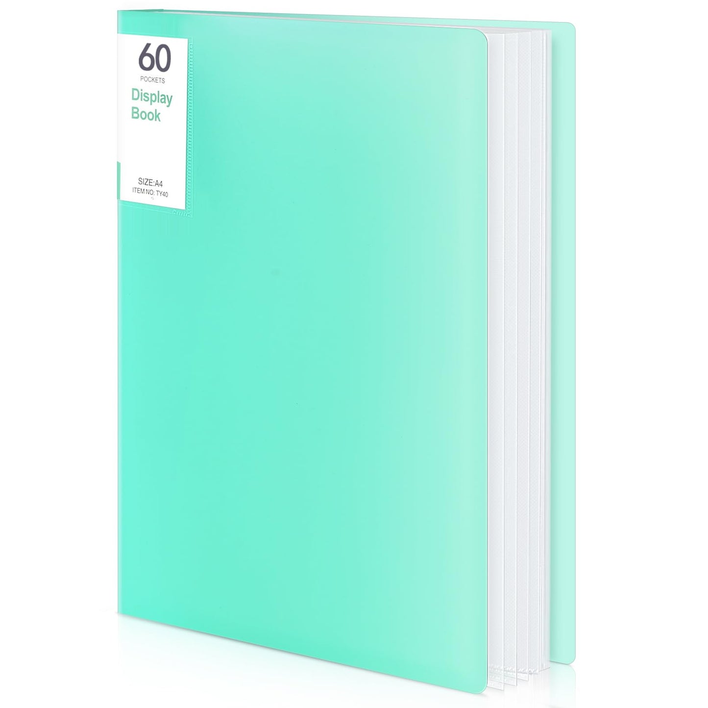 Phyxin Portfolio Binder, 60-Pocket Portfolio Folder 8.5" x 11", Displaying 120 Page Binder with Plastic Sleeves, Plastic Folders for Women & Men, Students, Teachers, Green