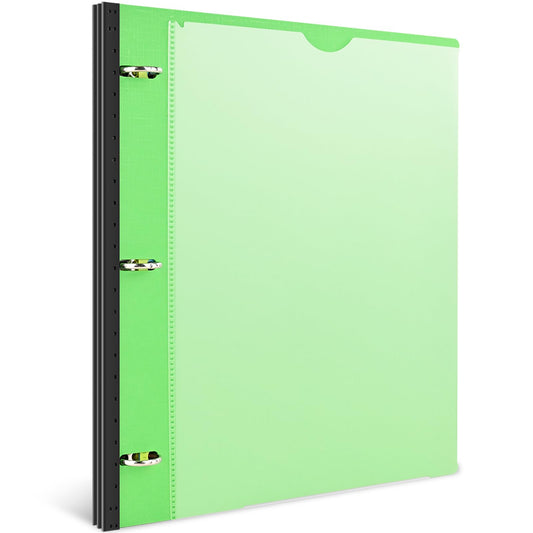INFUN 1 Inch Telescoping 3 Ring Binder - 1PCS,Flexible Round Binder with Customizable Front Cover and Clear Catalog Pocket, 1 Inch Rings, 225 Sheet Capacity- Green
