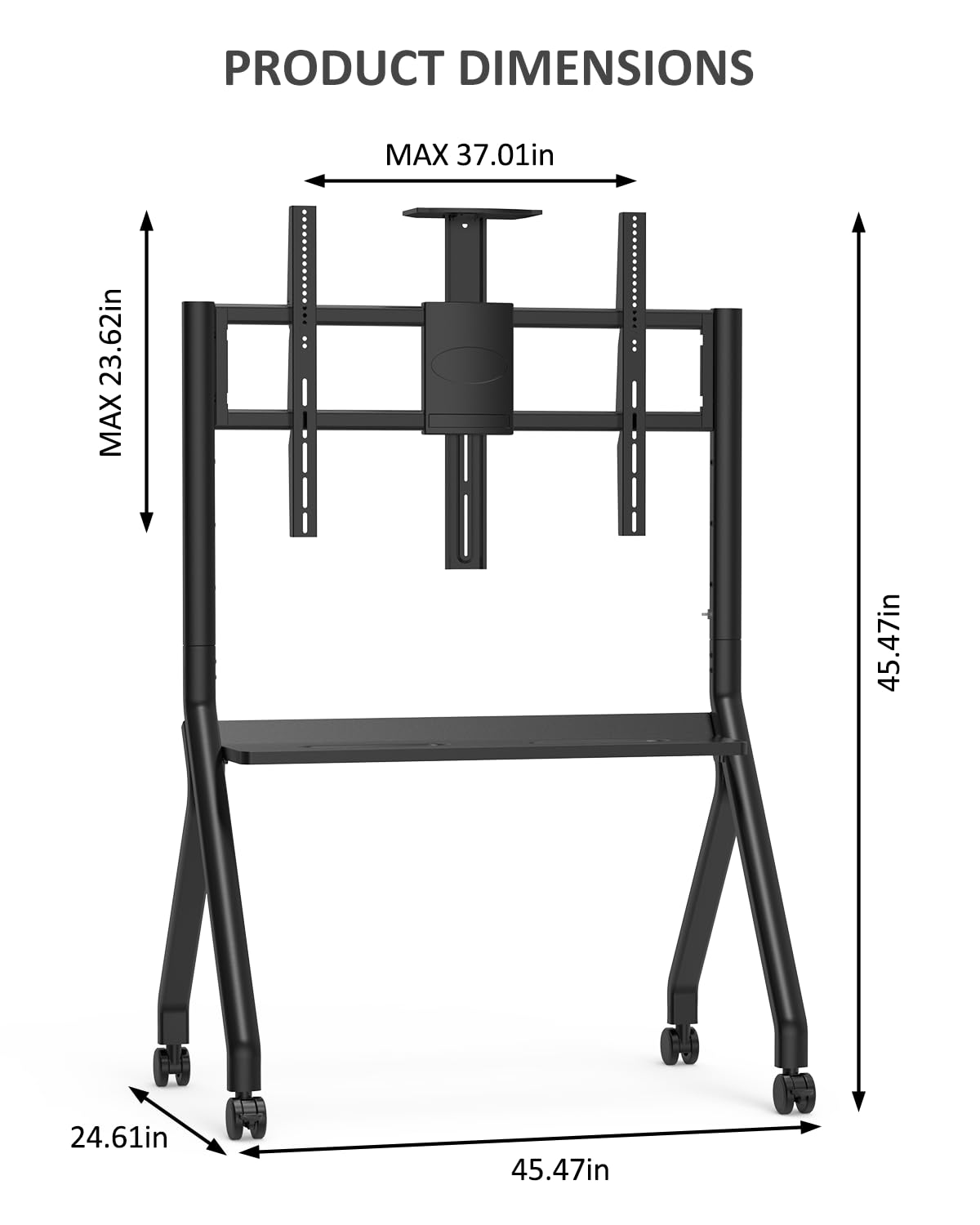 Dornium Smart Board Stand for 55-87 Inch Interactive Whiteboards, Adjustable Rolling TV Stand with 360°Swivel Lockable Wheels, Suitable for Offices, Classrooms, Home and Other Workspaces