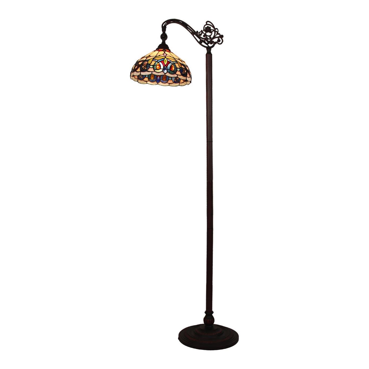 Chloe Lighting Tiffany-Style Floor Lamp, 1 Light, Dark Bronze, 11in Wide, Multicolor, Model CH3T353BV11-RF1