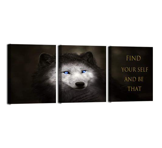 3 Panels Wolf Picture Motivational Wall Art Inspirational Canvas Painting Pictures Modern Entrepreneur Quotes Posters Prints Artwork for Home Office Decor House Decorations Class Room School to Hang