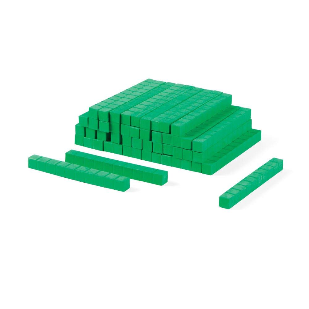 hand2mind Green Foam Base Ten Blocks, Rods Set, Place Value Blocks, Counting Cubes for Kids Math, Base 10 Math Manipulatives for Kids, Kindergarten Homeschool Supplies (Set of 50)