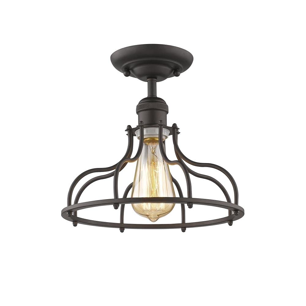 Chloe Lighting Jaxon 1 Light Semi-Flush Ceiling Fixture 10in Wide Rubbed Bronze Model CH2D004RB10-SF1