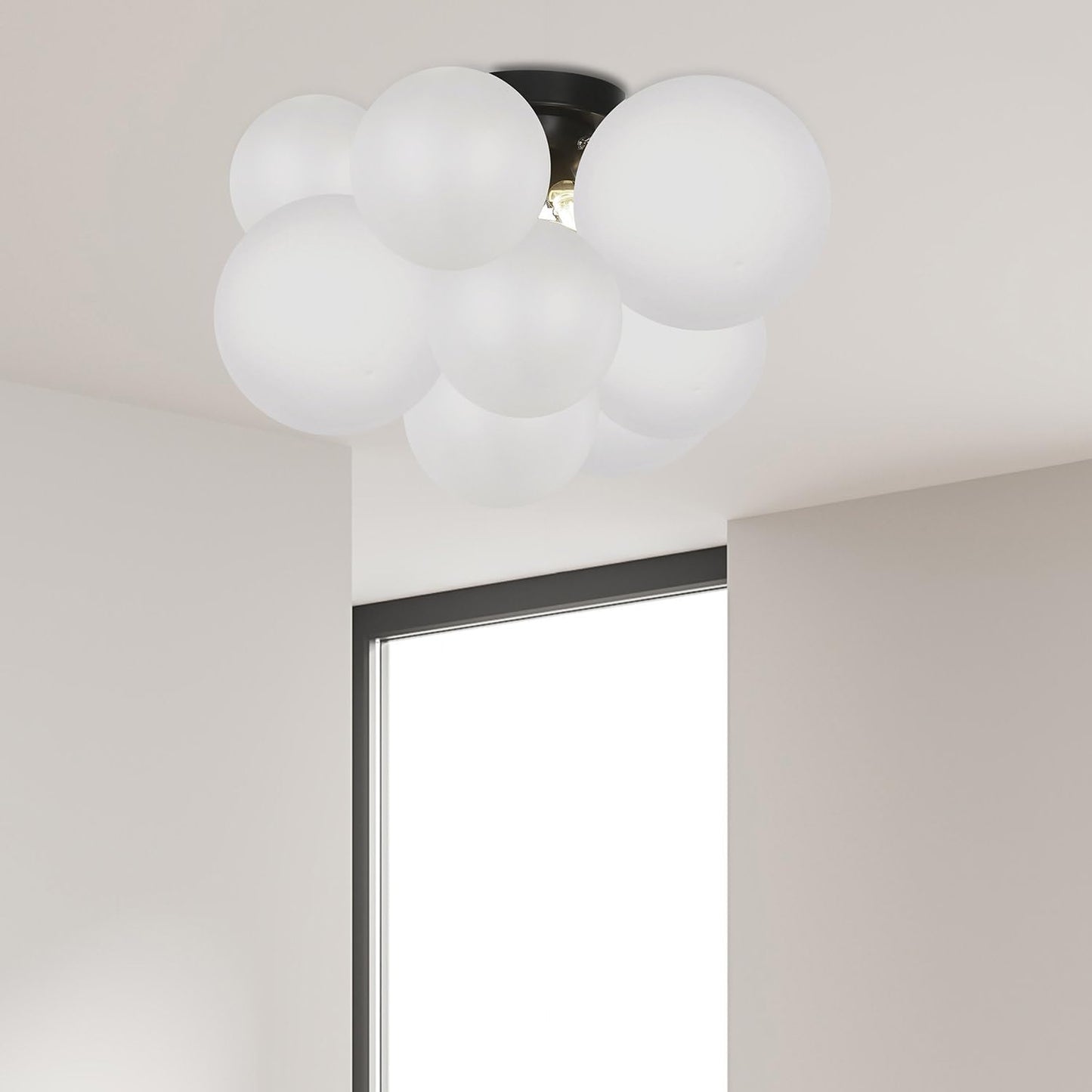 Dainolite Miles Flush Mount Light, 3-Light, 105 Total Watts, Black, Model MLS-143FH-MB-FR