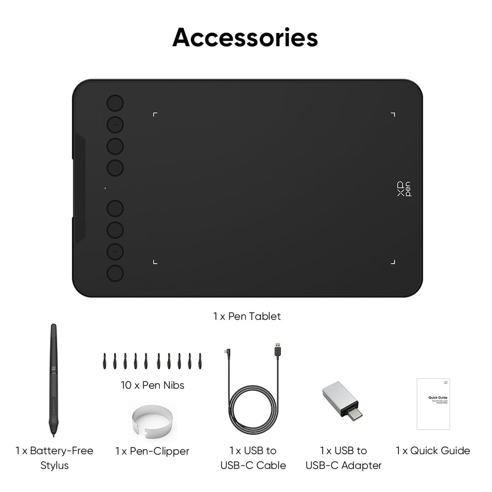 XPPen Updated Deco Mini7 V2 Drawing Tablet-16384 Levels of Pressure Battery-Free Stylus, 7 x 4 OSU Drawing Pad, 8 Hotkeys for Digital Art, Teaching, Gaming Graphic Tablet for Chrome, PC, Mac, Android